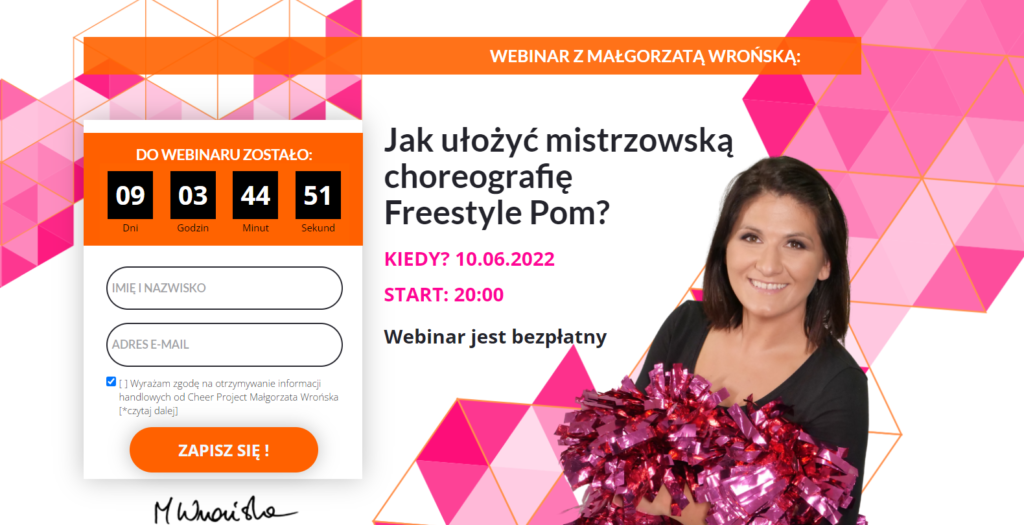 webinary szkoleniowe dla trenerów cheerleadingu, cheerwebinar.pl, małgorzata wrońska cheerleading