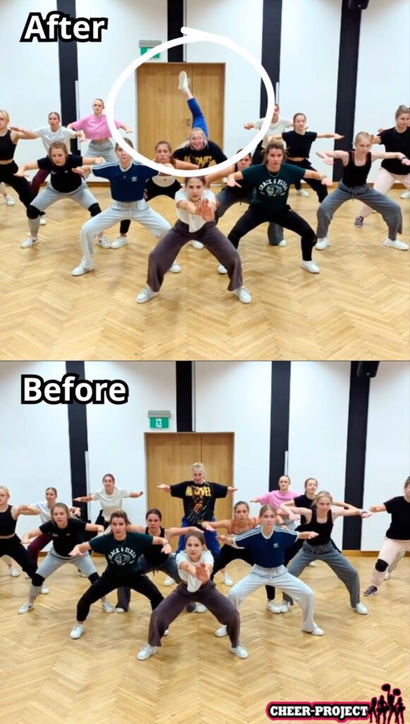 before after kolejorz girls cheerleaders element akrobatyki